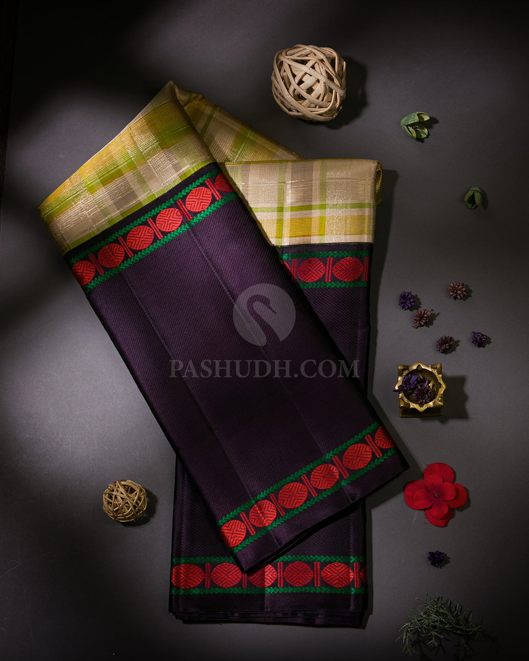 Cream, Mild Green and Navy Blue Kanjivaram Silk Saree - S950
