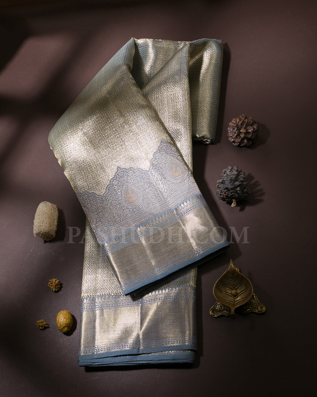 Grey Organza kanjivaram Silk Saree - S1175(B)