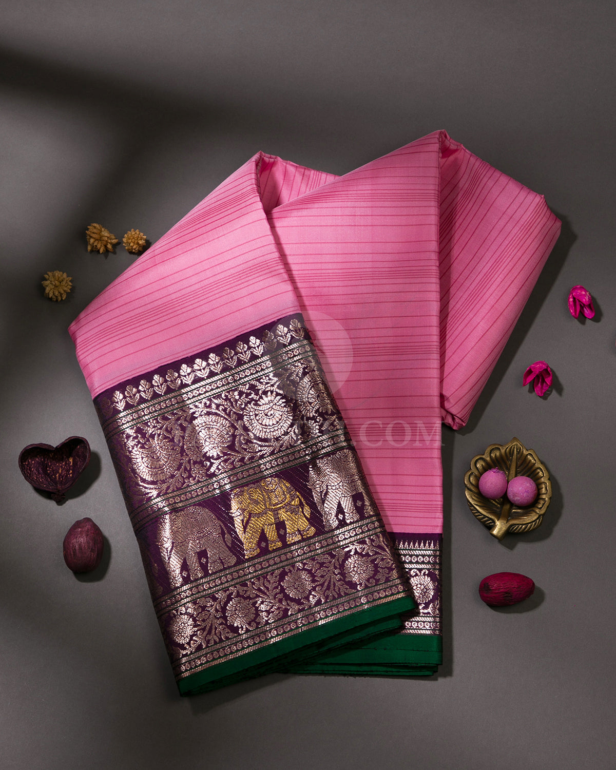 Pink and Purple Kanjivaram Silk Saree - S1013(A)