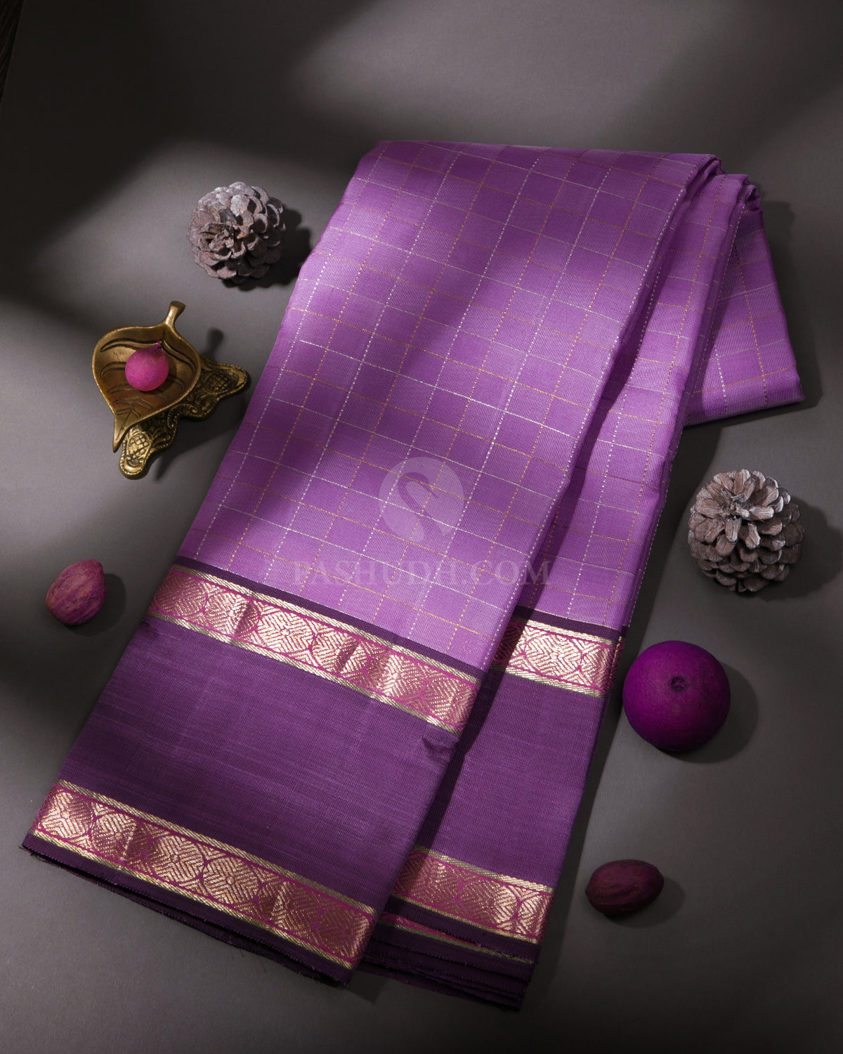 Lavender Pure Zari Kanjivaram Silk Saree - S745 - View 1