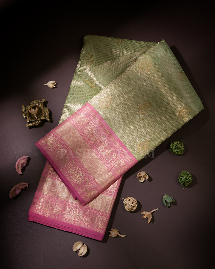 Green & Pink Kanjivaram Silk Saree - S891