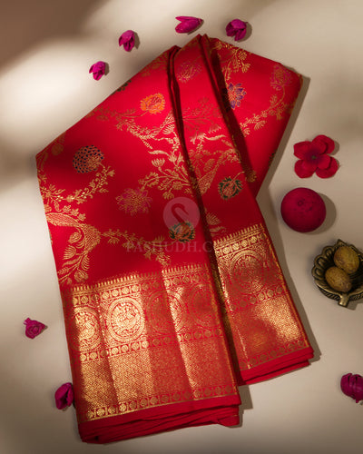 Bridal Red Pure Zari Kanjivaram Silk Saree - P117 - VIew 1