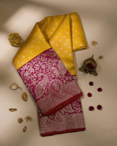 Yellow & Magenta Kanjivaram Silk Saree - S1113(A)
