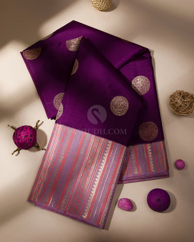Grape & Lavender Pure Zari Kanjivaram Silk Saree - S765 - View 1