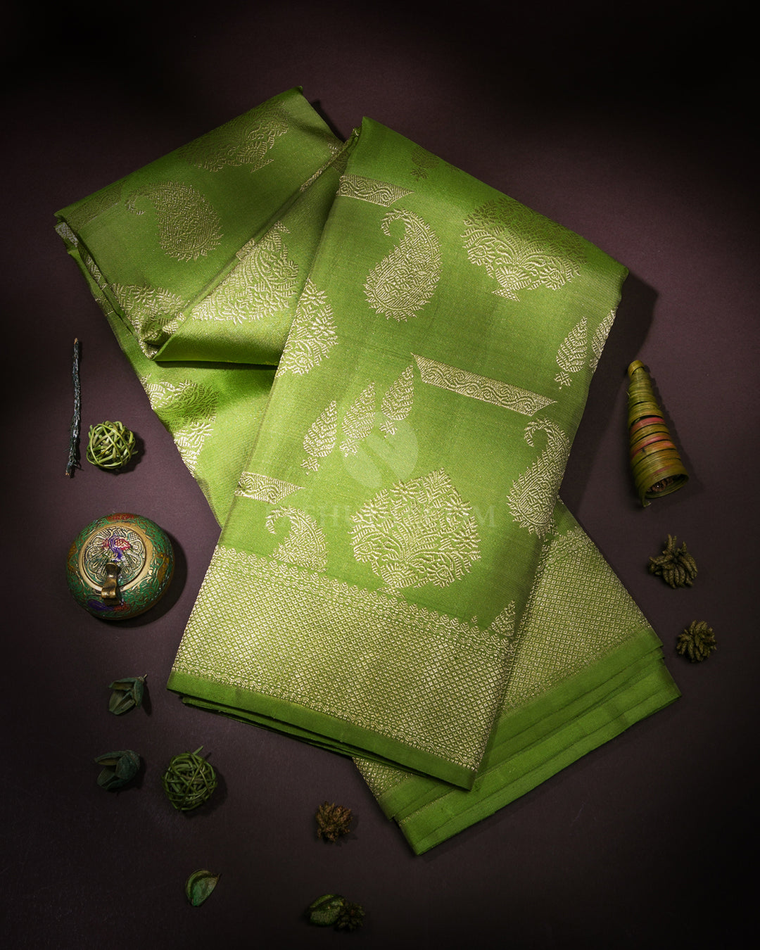 Pear Green Kanjivaram Silk Saree - S850 - View 1