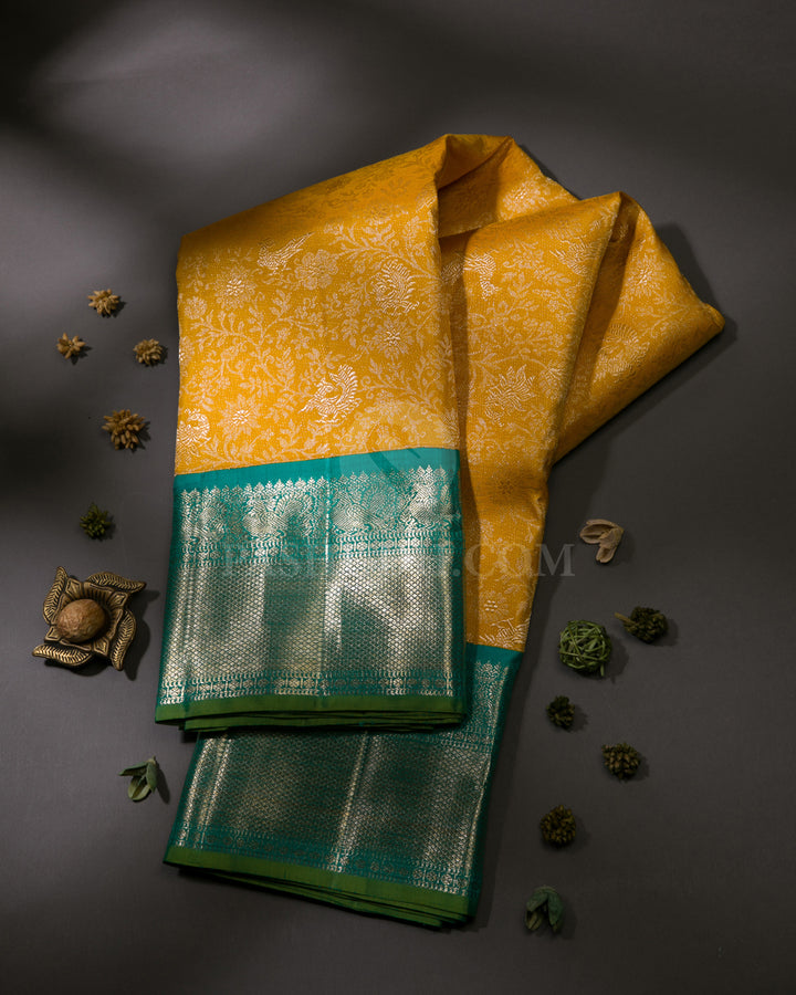 Mango Yellow & Anandha Blue Kanjivaram Silk Saree - S1074(A)