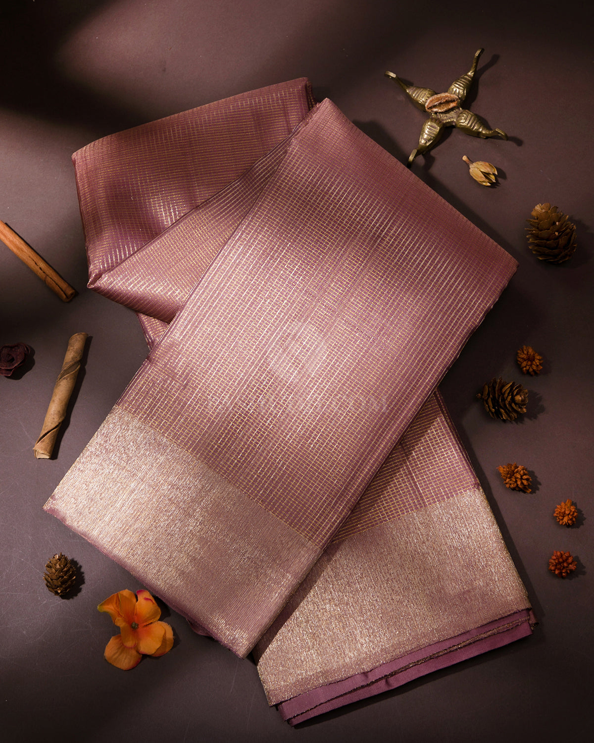 Chocolate and Pink Zari Kanjivaram Silk Saree - S780- View 1