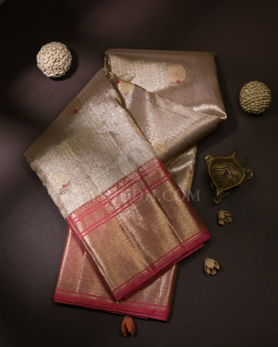 Beige & Baby Pink Kanjivaram Silk Saree - S1105(A)