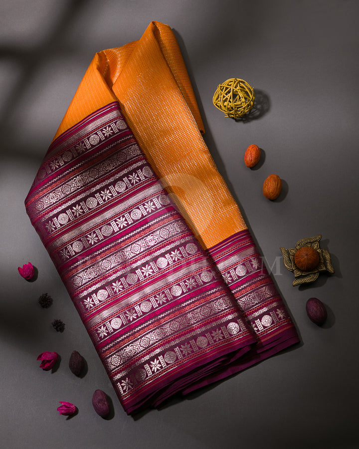 Orange And Wine Kanjivaram Silk Saree - S1080(E)