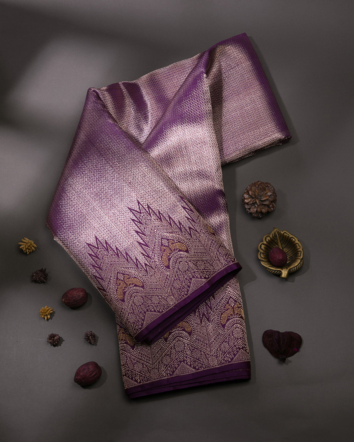 Shimmering Purple Kanjivaram Silk Saree - S1211(A)