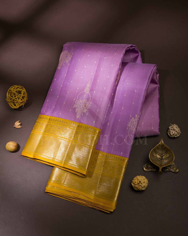Lilac And Yellow Kanjivaram Silk Saree - S1173(B)