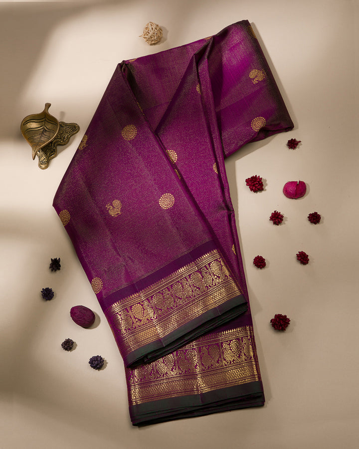 Magenta and Green Traditional Kanjivaram Silk Saree - KB4
