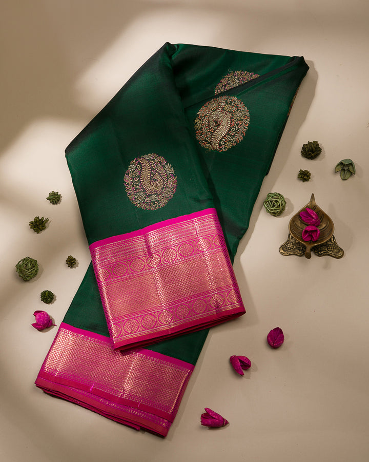 Green And Pink  Kanjivaram Silk Saree - S1202(B)