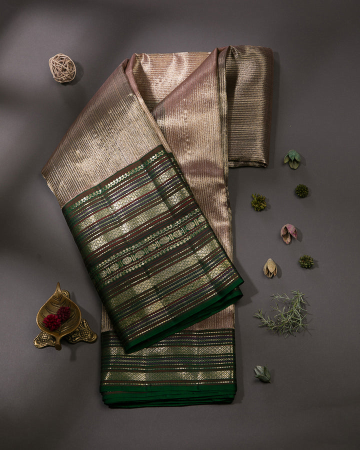 Gold And Green Kanjivaram Silk Saree - S1170(A)