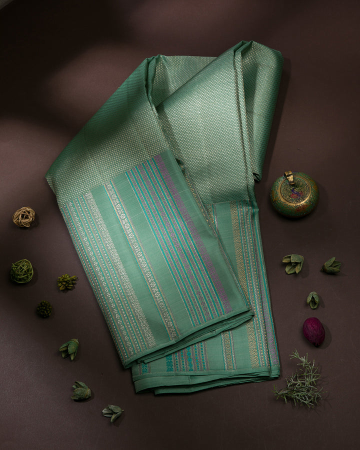 Pastel Green Kanjivaram Silk Saree - S1210(A)