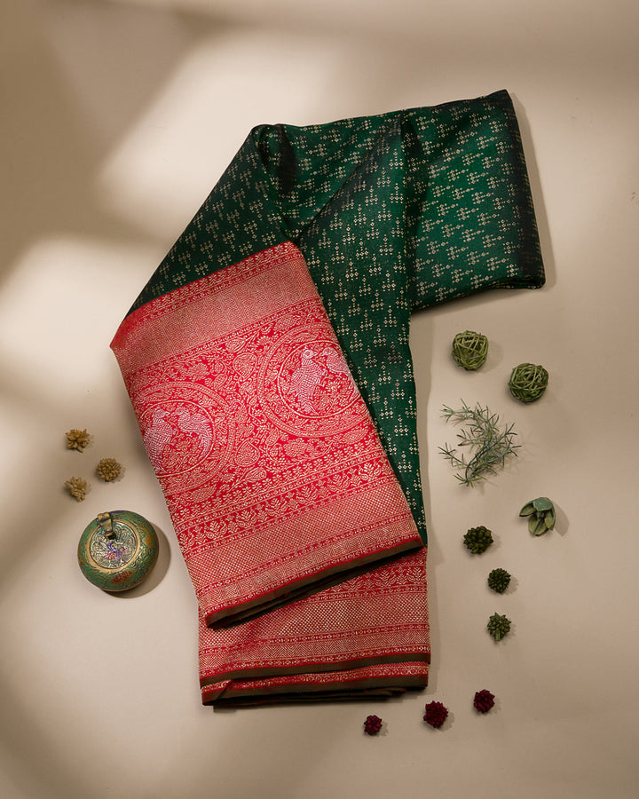 Green And Red  Kanjivaram Silk Saree - S1215(A)