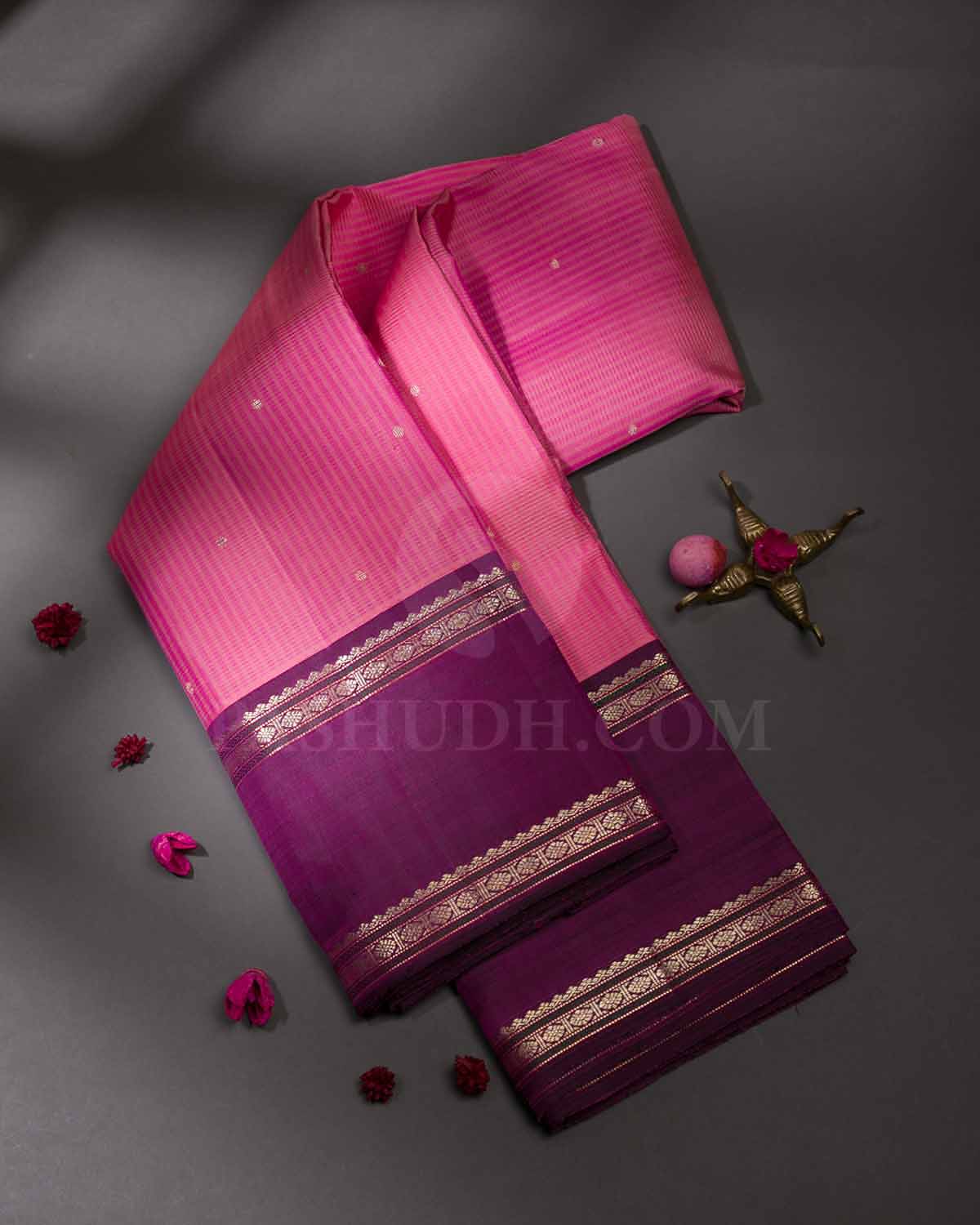 Bright Pink And Purple Kanjivaram Silk Saree - S1055(C)