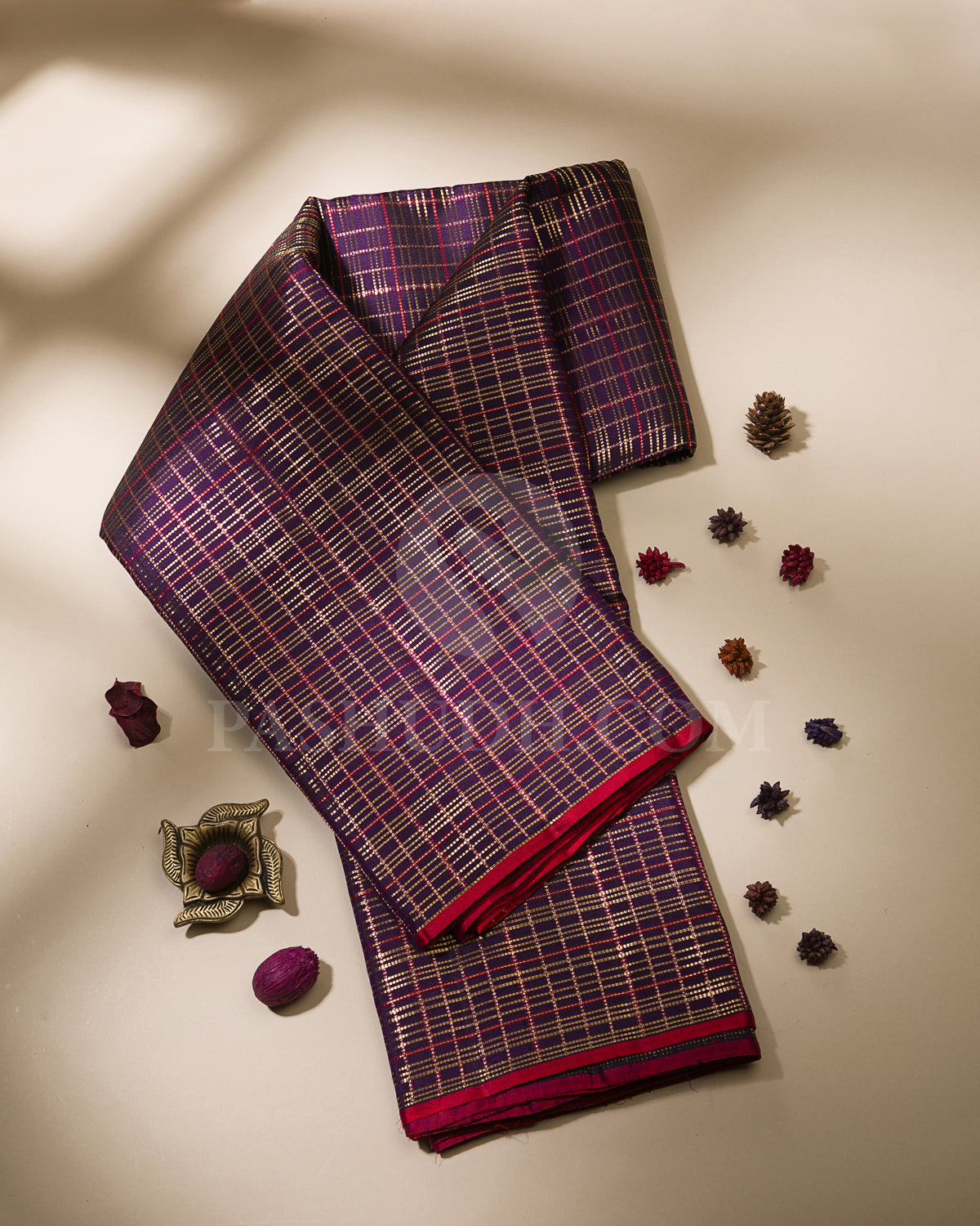 Deep Violet And Red Kanjivaram Silk Saree - S1035(C)