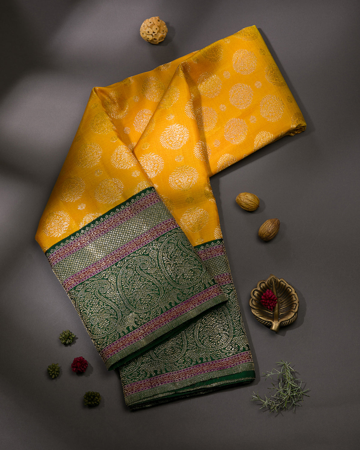 Yellow And Green Kanjivaram Silk Saree - S1205(A)