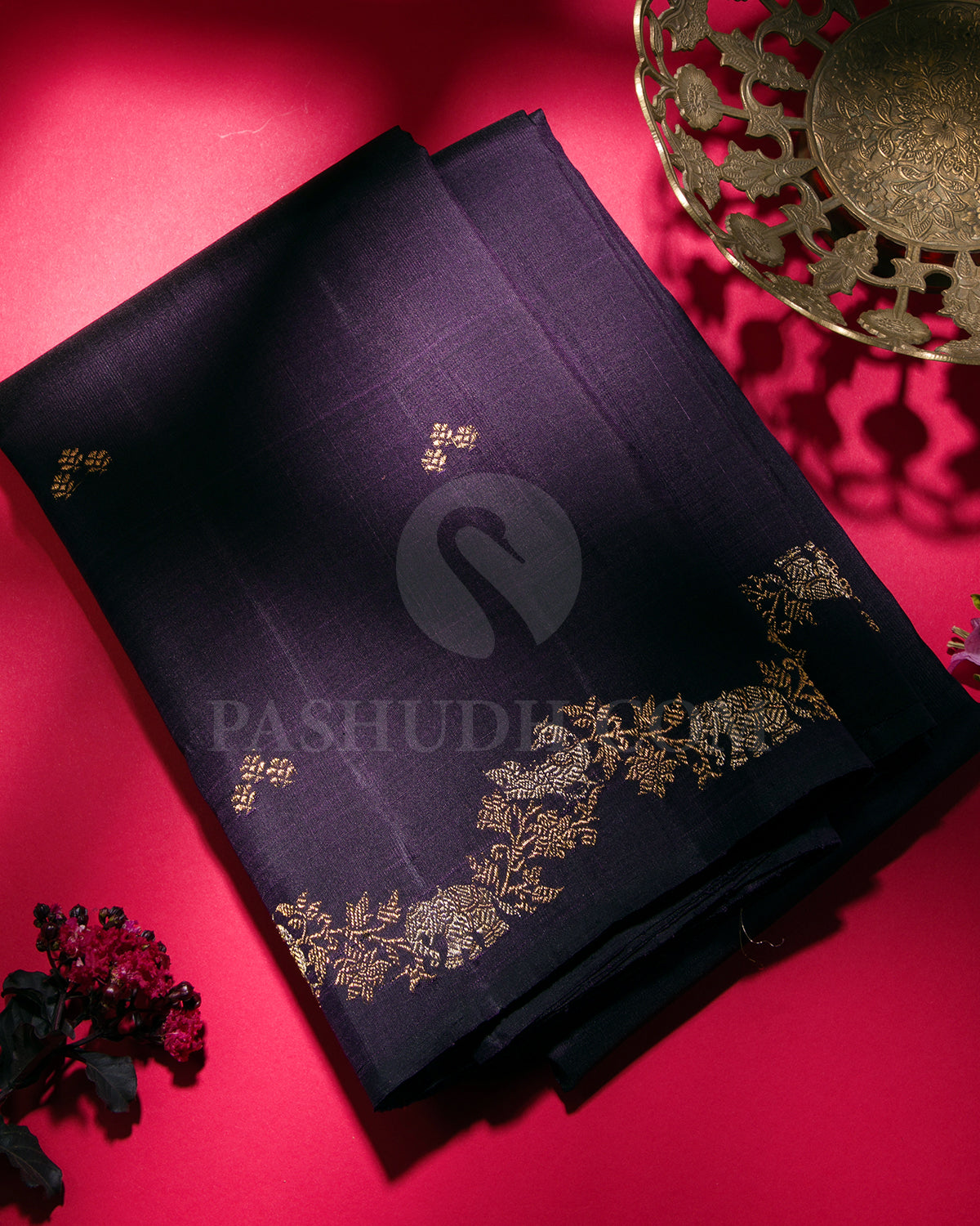 Aubergine Kanjivaram Silk Saree - S1245(A)