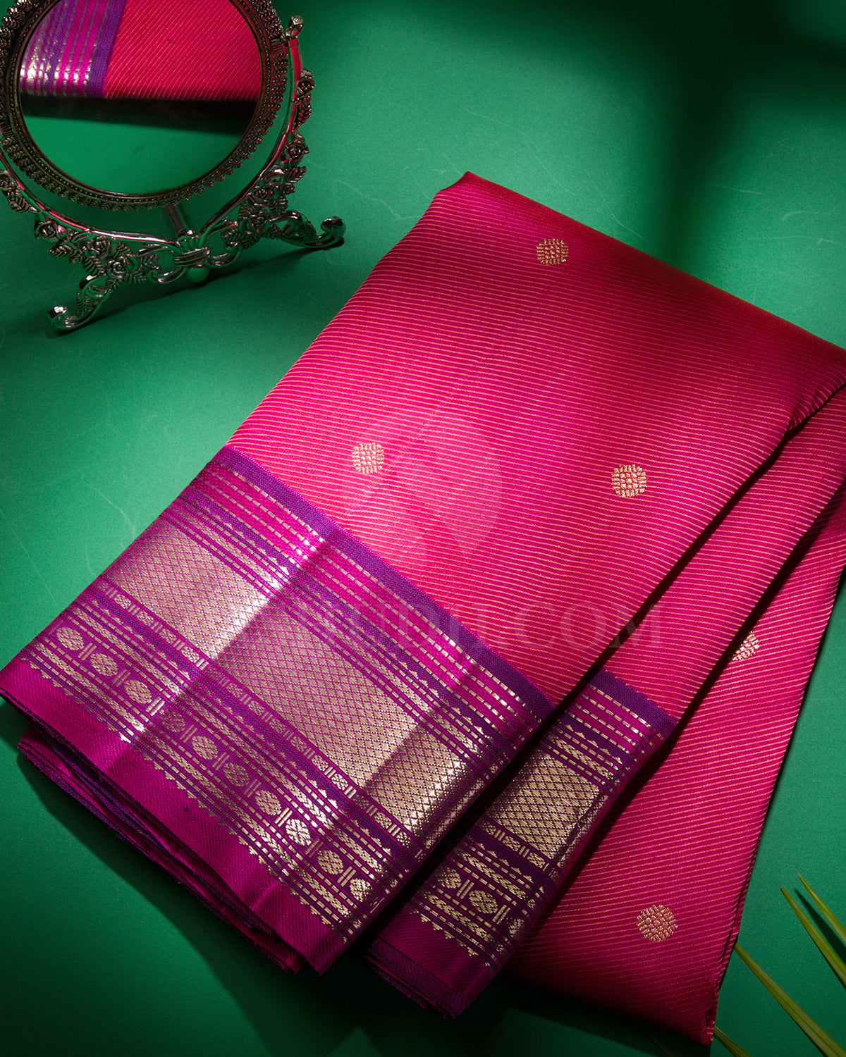 Raspberry Pink And Violet Kanjivaram silk Saree - S1094(C)