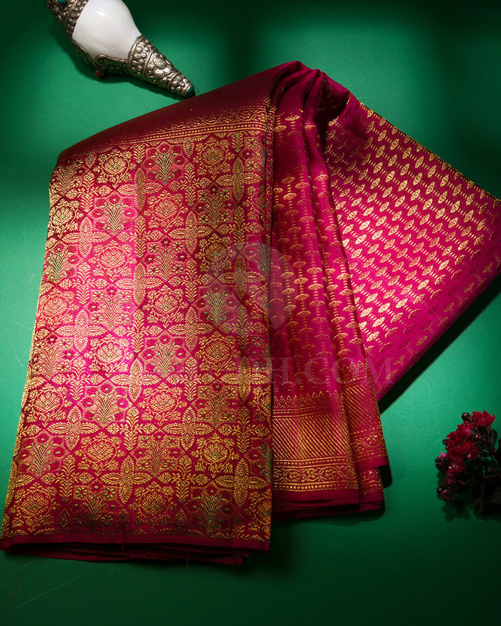 Crimson Pink Kanjivaram Silk Saree - S1191(C)