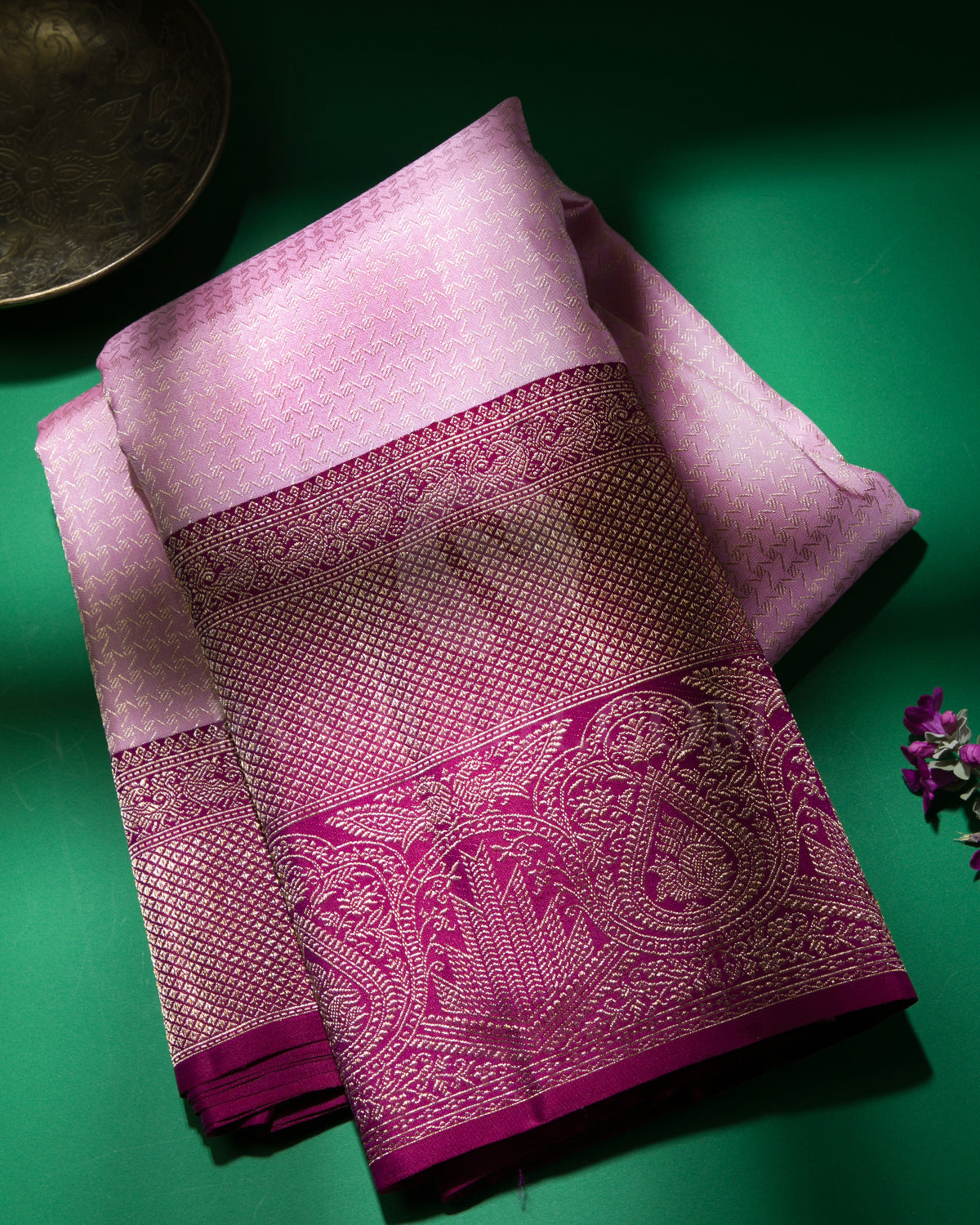 Baby Pink And Violet Kanjivaram Silk Saree - S1259(A)