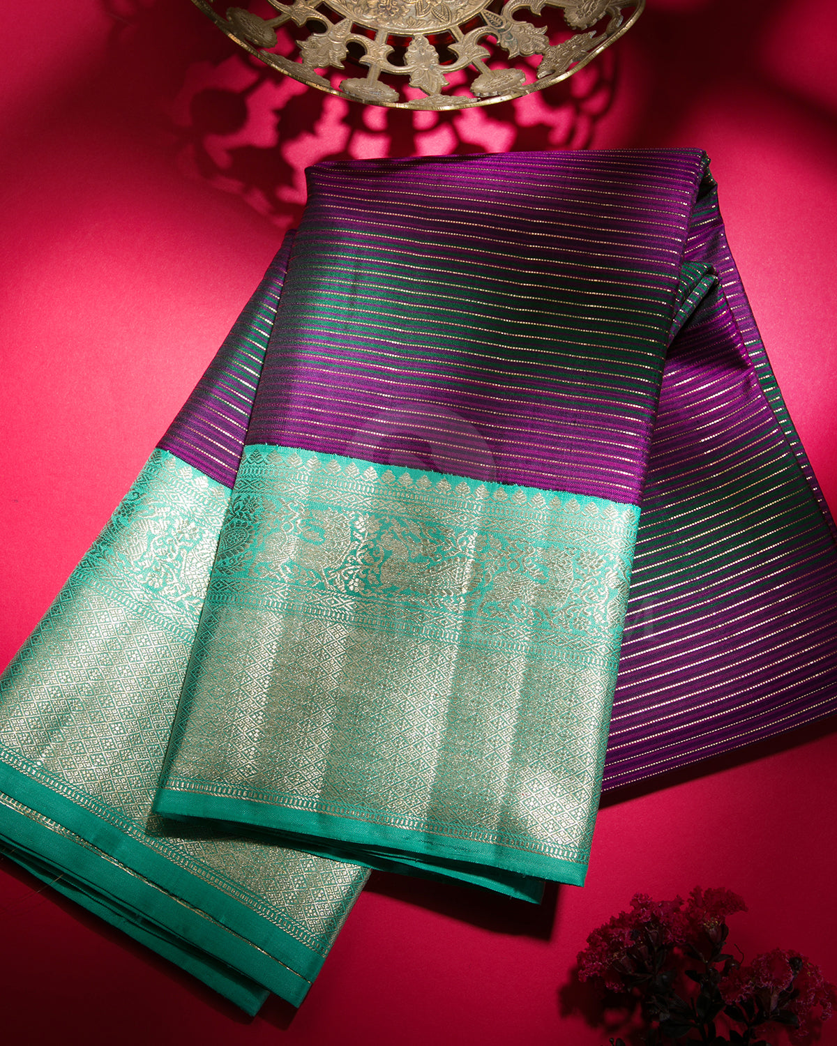 Magenta, Green, Purple And Sky Blue Kanjivaram Silk Saree - S1254(A)