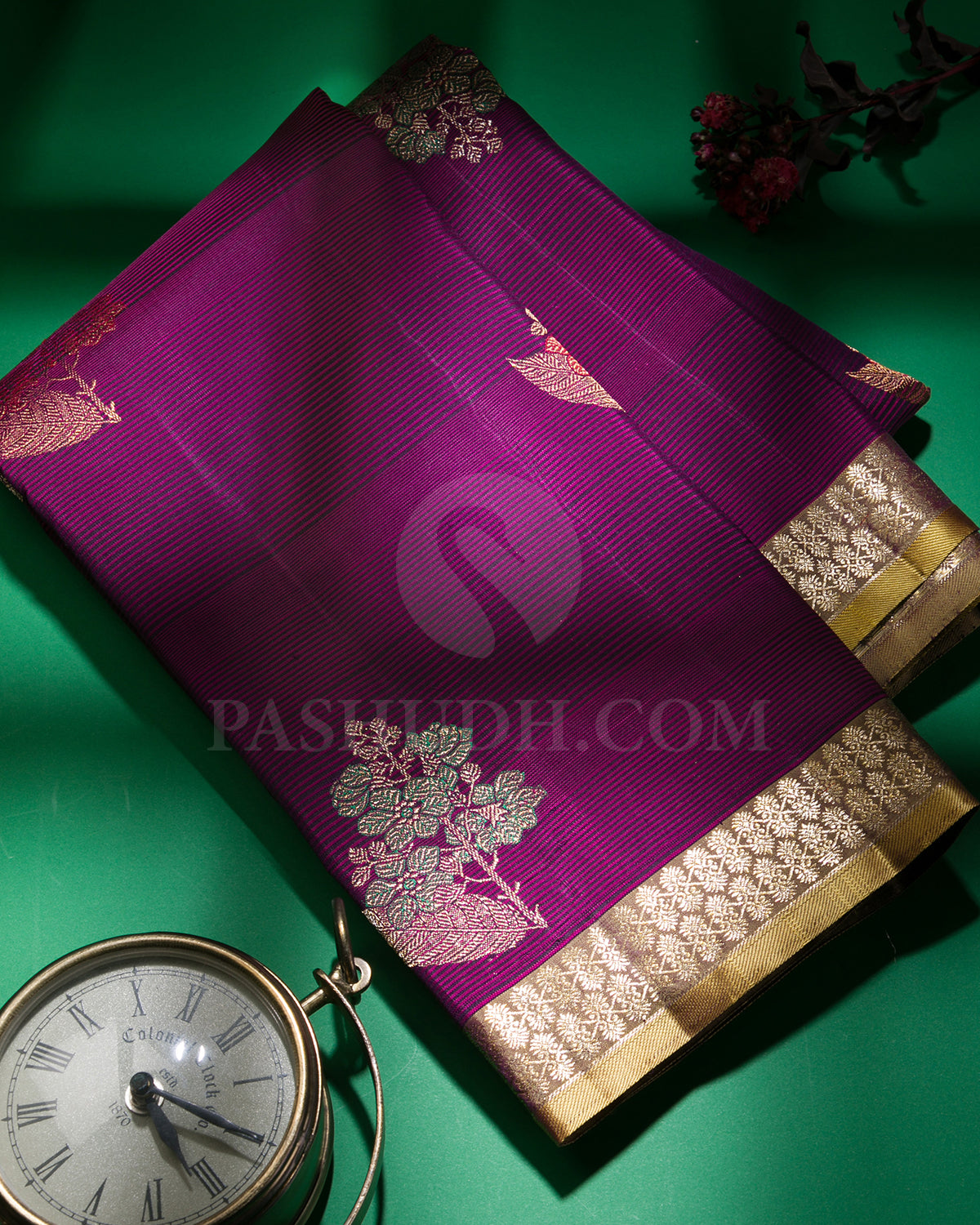 Purple, Pink And Mehendi Green Kanjivaram Silk Saree - S1248(A)