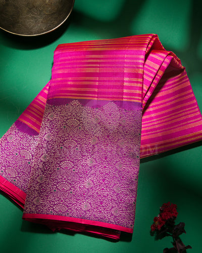 Pink, Orange And Violet Kanjivaram Silk Saree - S1176(A)