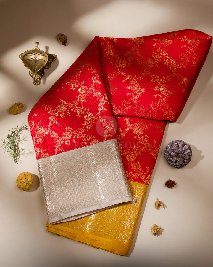 Red and Grey Ganga Jamuna Zari Kanjivaram Silk Saree  - S799 - View 1