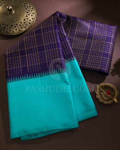 Purple And Turquoise Traditional Kanjivaram Silk Saree - S1267(A)