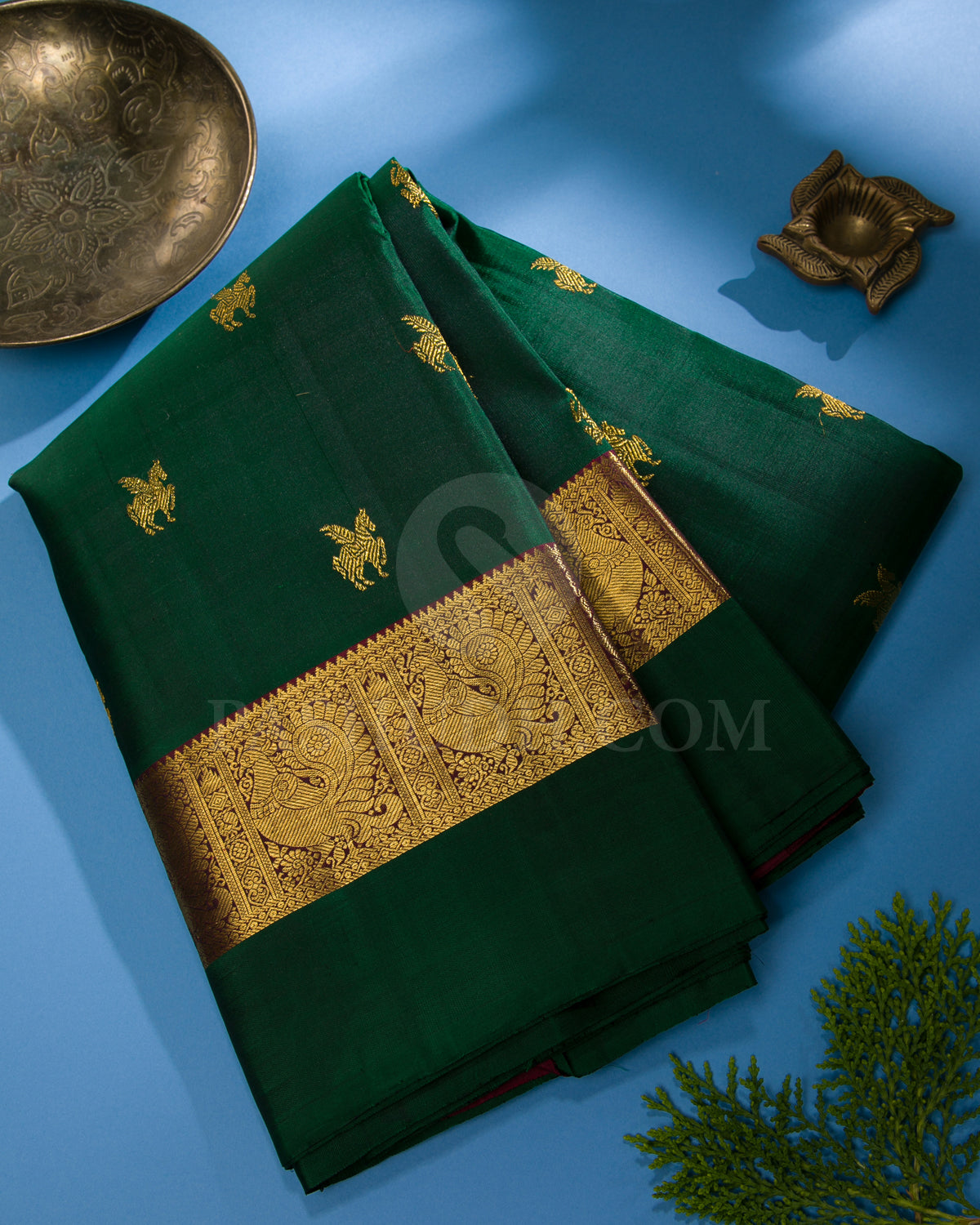 Bottle Green And Maroon Traditional Kanjivaram Silk Saree - SVJ19