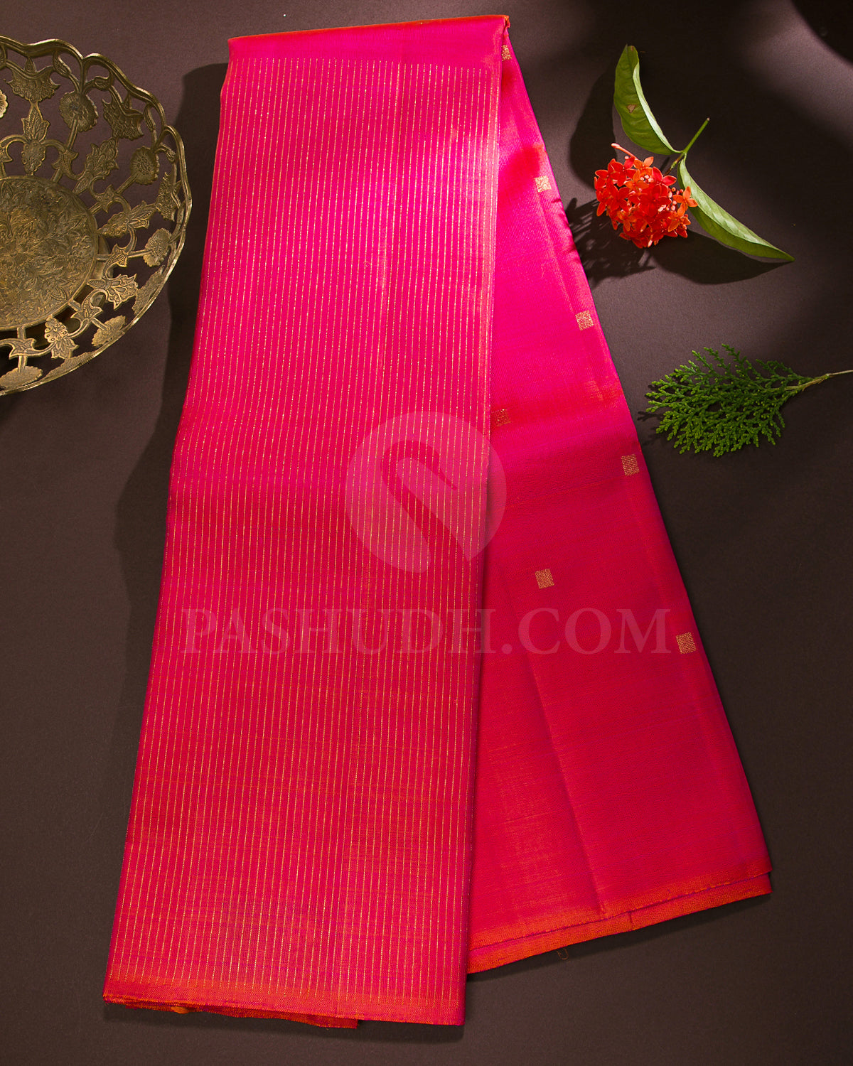 Orange Shot Pink Kanjivaram Silk Saree - K8