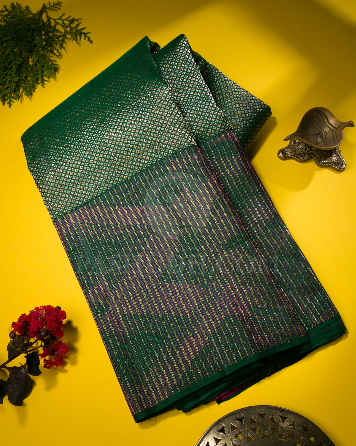 Forest Green Kanjivaram Silk Saree - S1108(B)