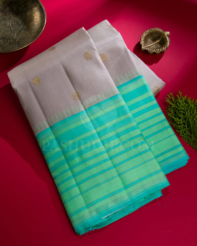 Grey And Sea Green Traditional Kanjivaram Silk Saree - AK4