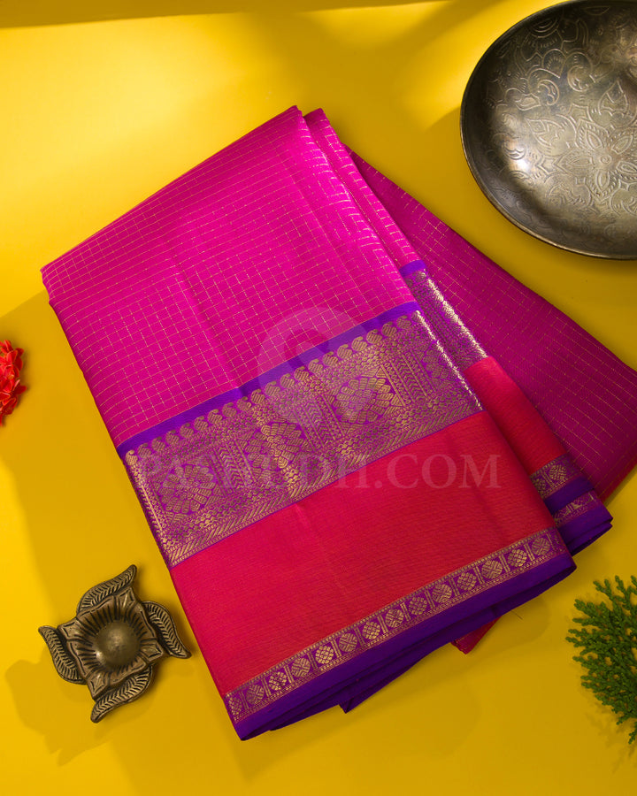 Rani Pink And Violet Traditional Kanjivaram Silk Sare - SVJ24