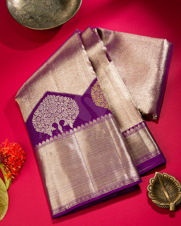 Purple Organza Shimmer Kanjivaram Silk Saree - S1096(B)