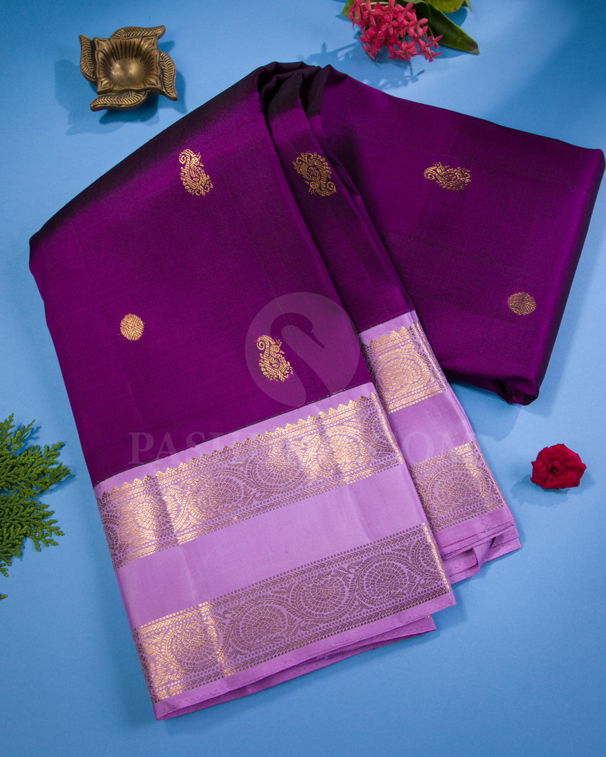 Purple And Lavender Kanjivaram Silk Saree - S1289(A)