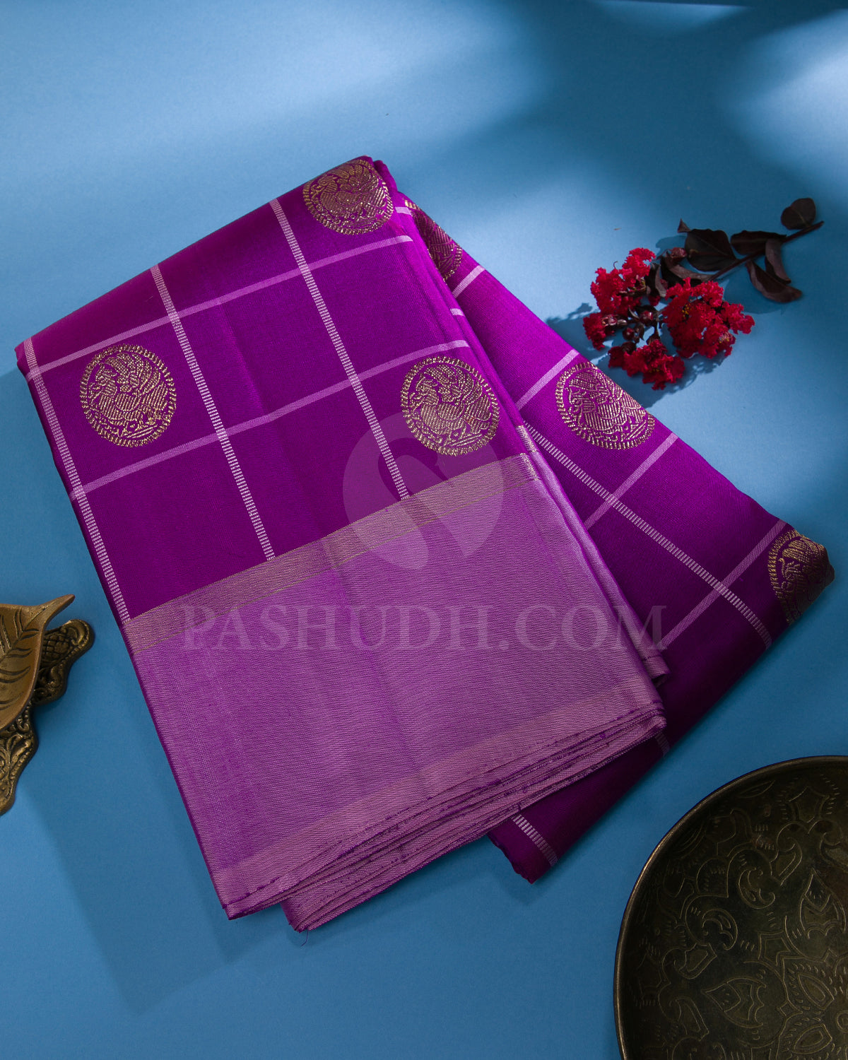 Violet And Lavender Traditional Kanjivaram Silk Saree - K10