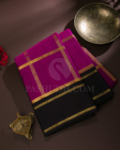 Magenta Pink And Black Traditional Kanjivaram Silk Saree - SVJ18