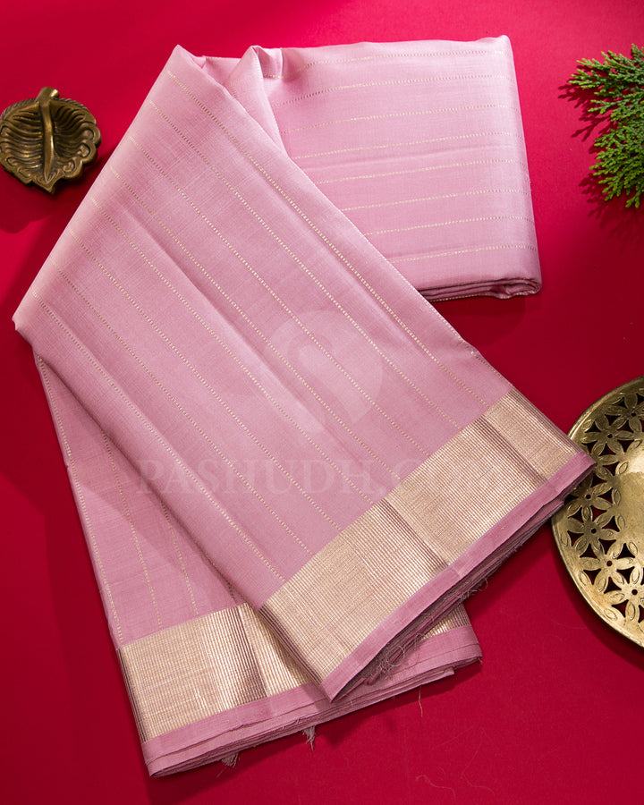 Pastel Pink And Beige Shot Pink Traditional Kanjivaram Silk Saree - SVJ2