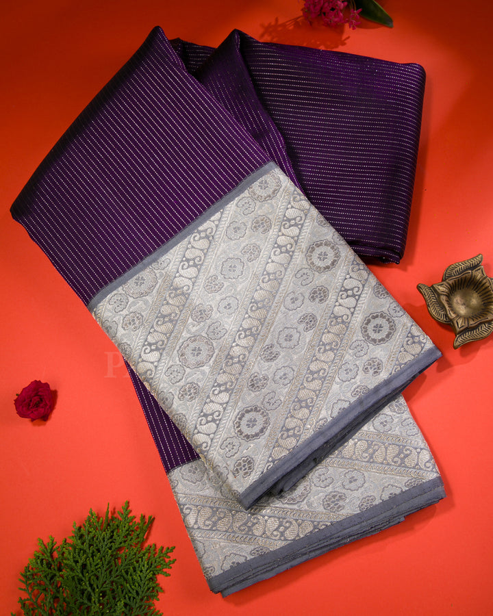 Purple And Grey Kanjivaram Silk Saree - S1283(A)