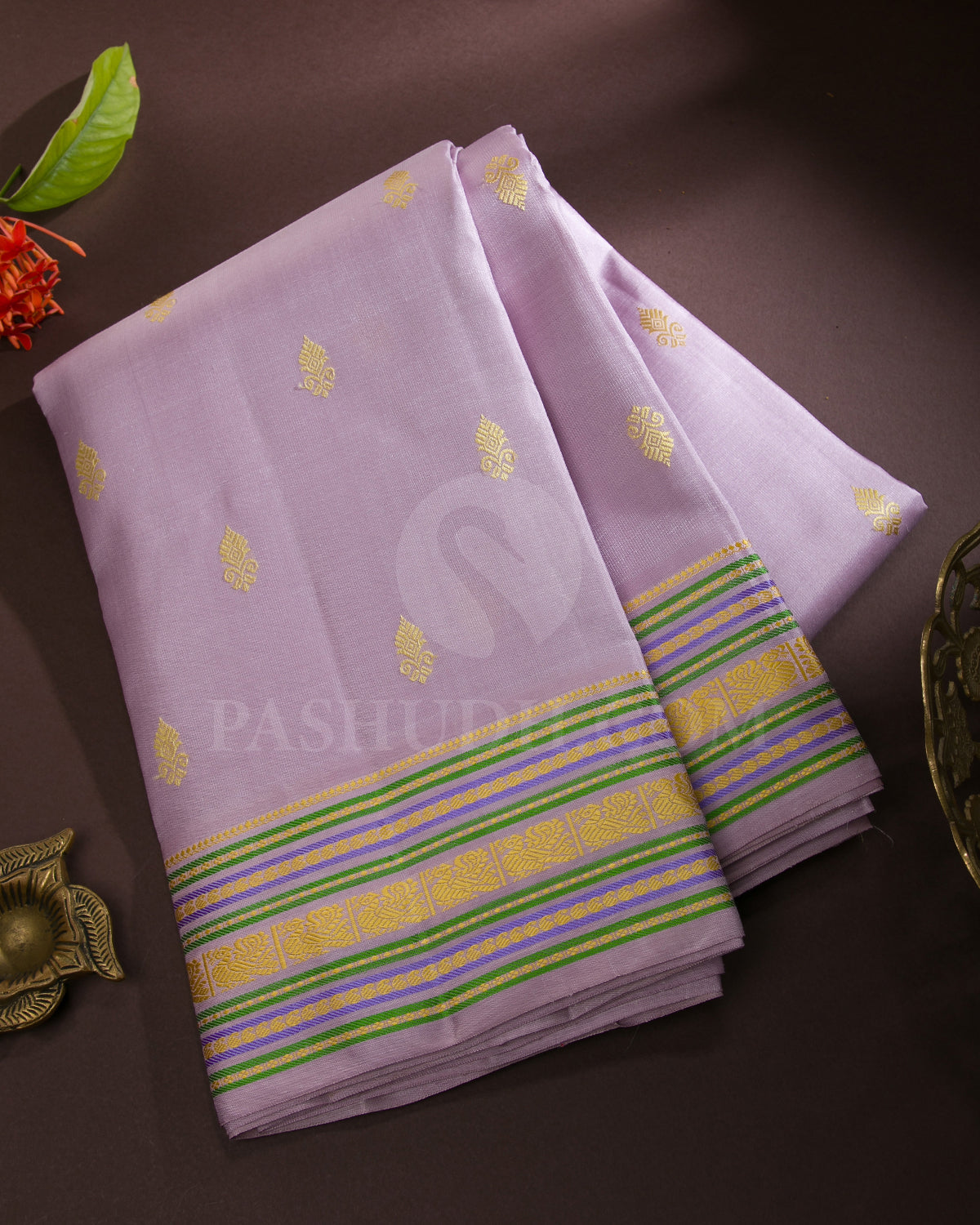 Pastel Lavender No Zari Traditional Kanjivaram Silk Saree - K13