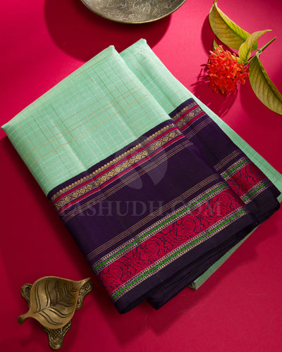 Sea Green And Purple Traditional Kanjivaram Silk Saree - AK6