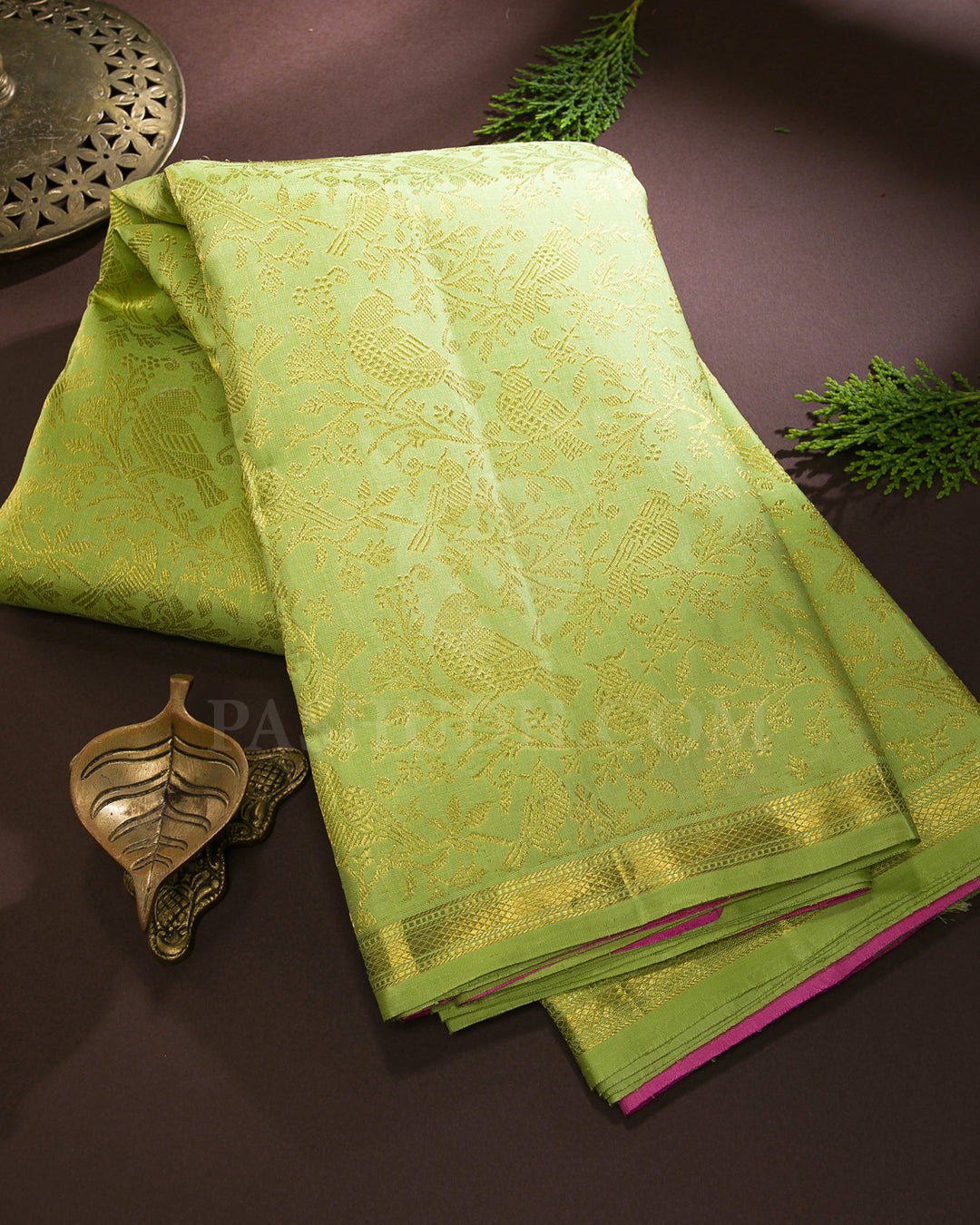 Elaichi Green And Pink Traditional Kanjivaram Silk Saree - SVJ10