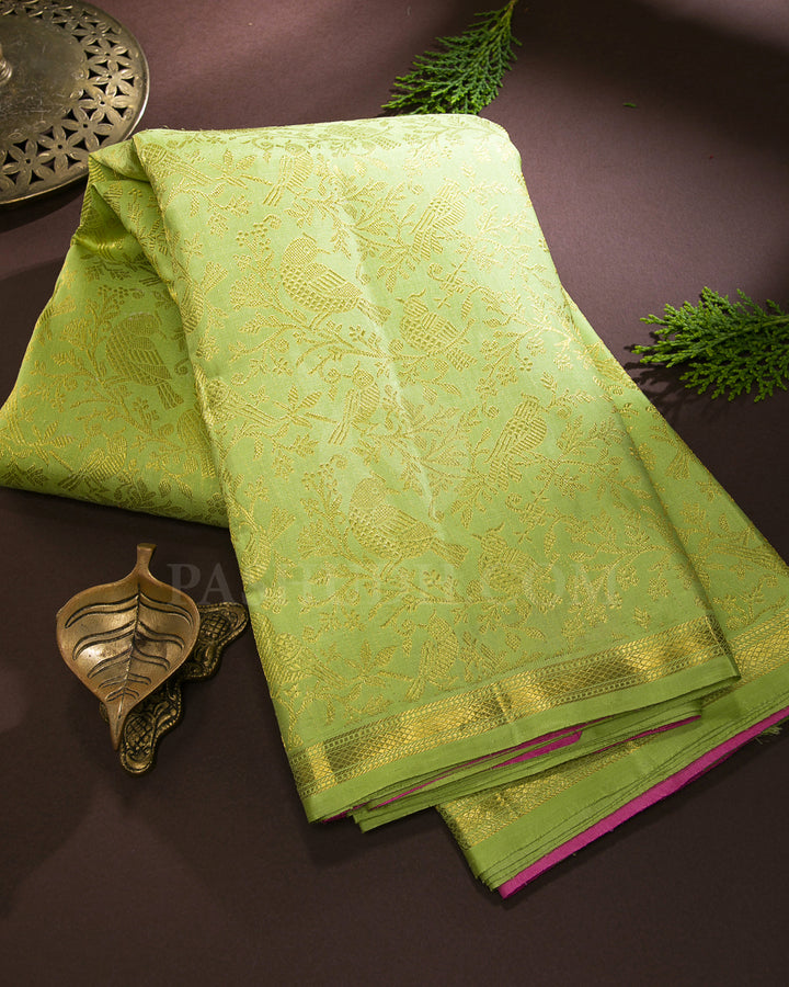 Elaichi Green And Pink Traditional Kanjivaram Silk Saree - SVJ10