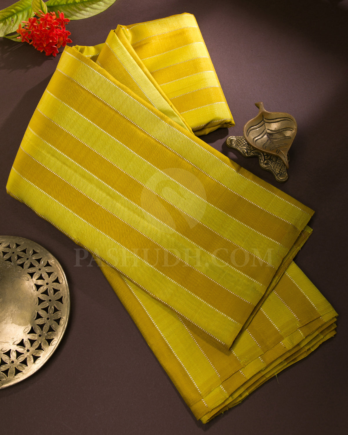 Tuscany Yellow, Mustard And Baby Pink Borderless Traditional Kanjivaram Silk Saree - SVJ3