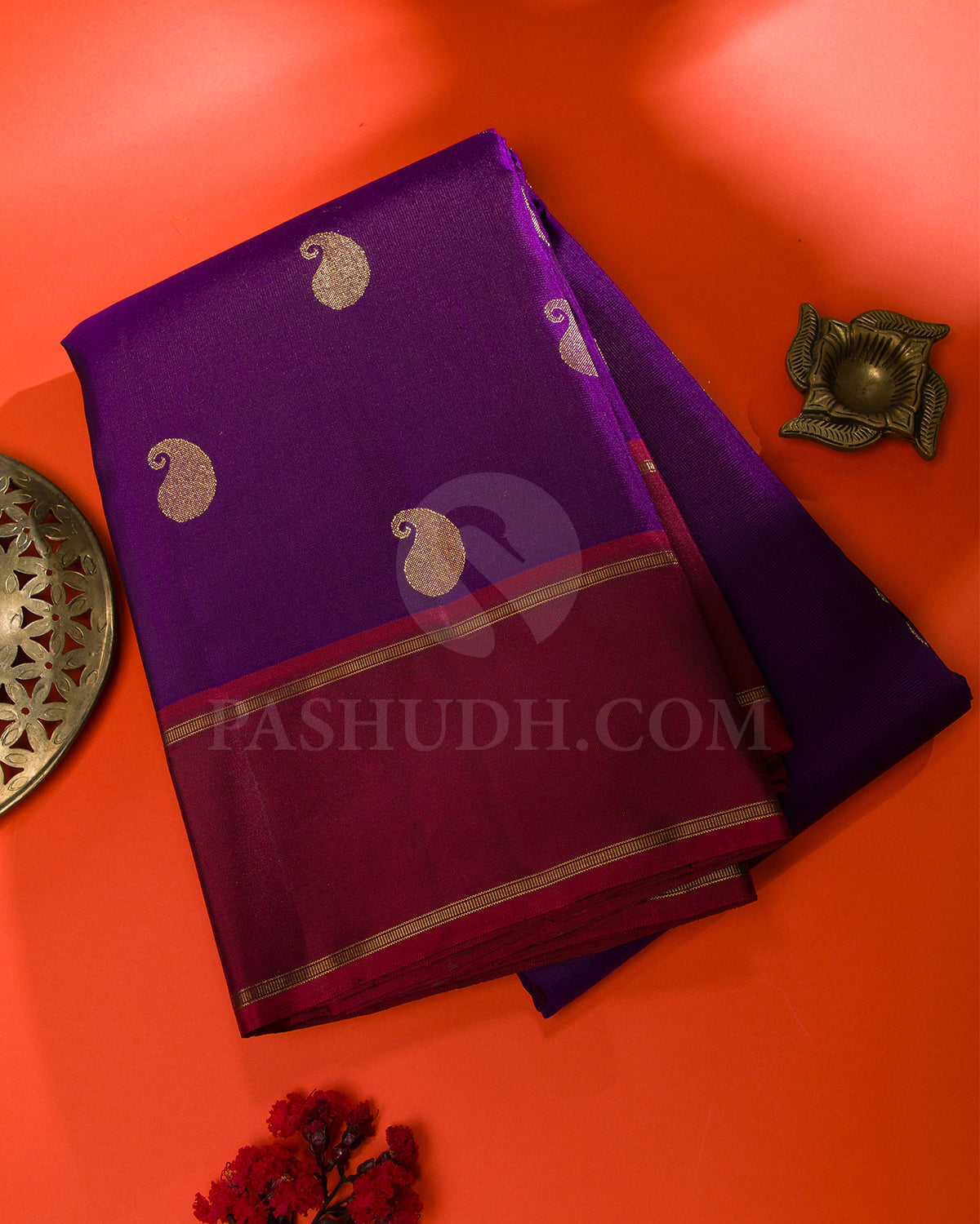 Royal Violet And Maroon Kanjivaram Silk Saree - K6