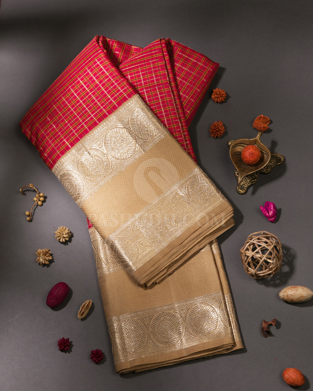 Red & Beige Kanjivaram Silk Saree - S1022(A)